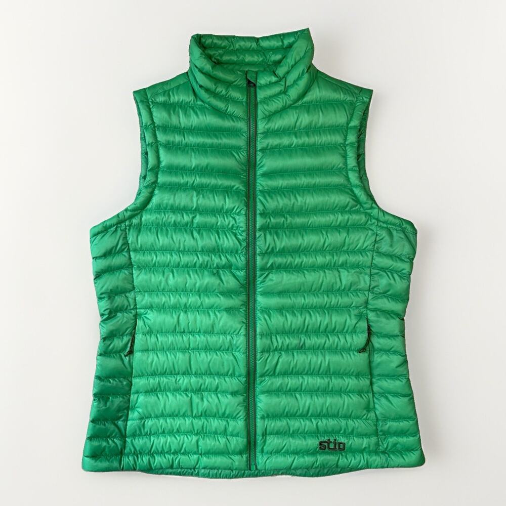 Stio Pinion Down Vest Women's Medium Green Insulated Full Zip Winter Outerwear